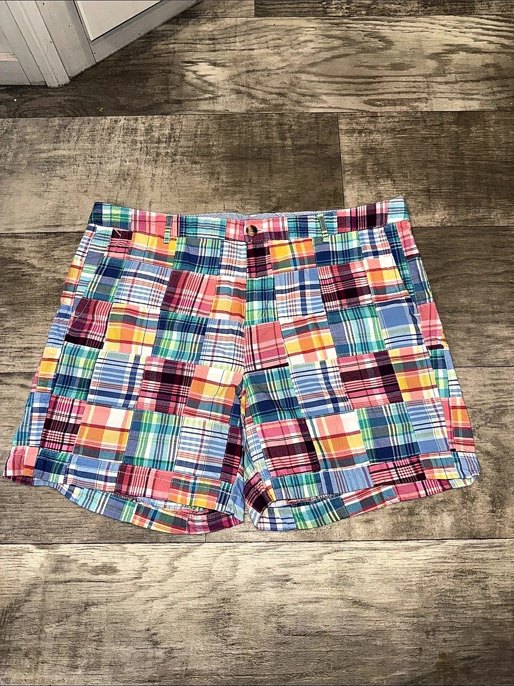 L.L.Bean Favorite Fit Patchwork Madras Shorts Patchwork Madras Bermuda Shorts